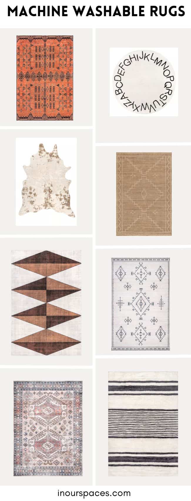 image of 8 unique machine washable rugs