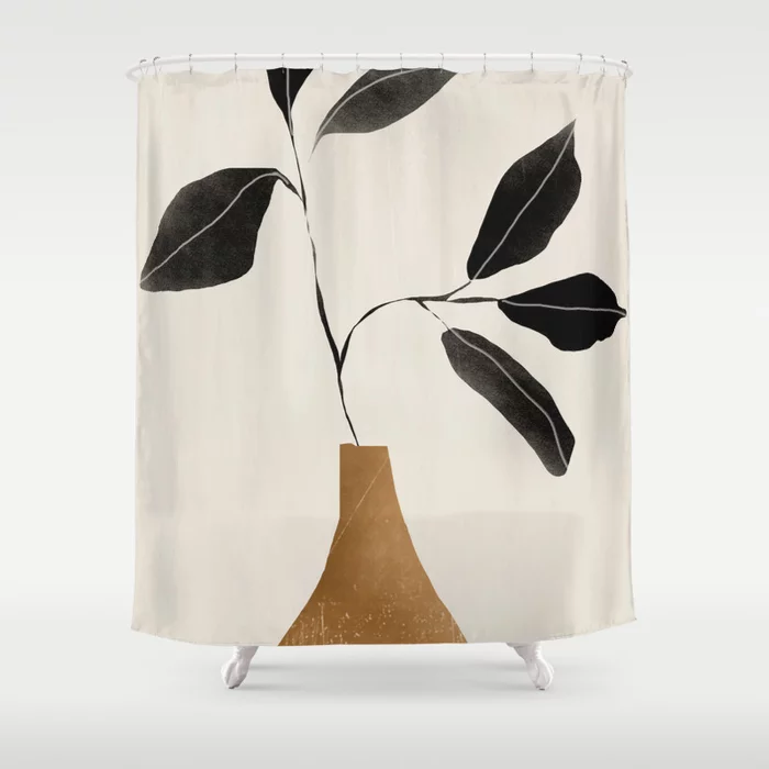minimal japandi shower curtain